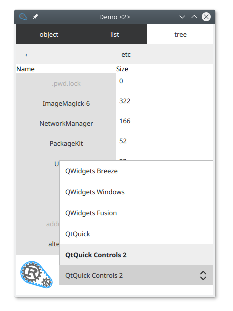 Qt Quick Controls 2 UI with Rust logic